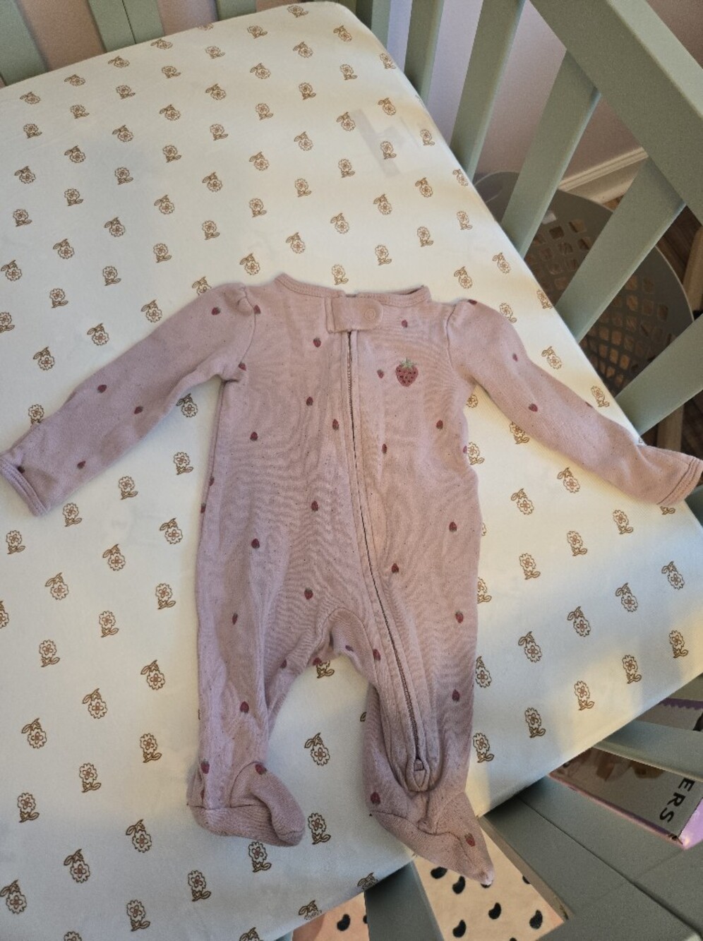 Carter's Light Pink Strawberry-Detail Footed One-Piece Newborn